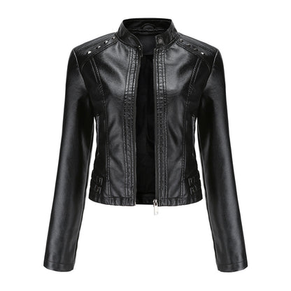 Long Sleeves Studded Leather Short Jacket