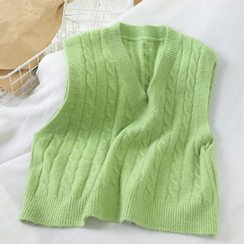 Short V Neck Knitted Sweater