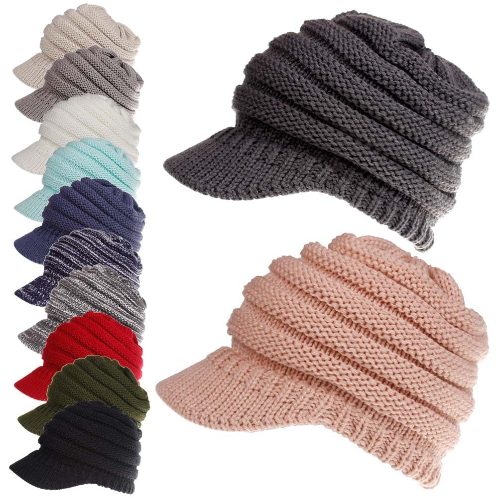 Women Ponytail Beanies Winter Hats