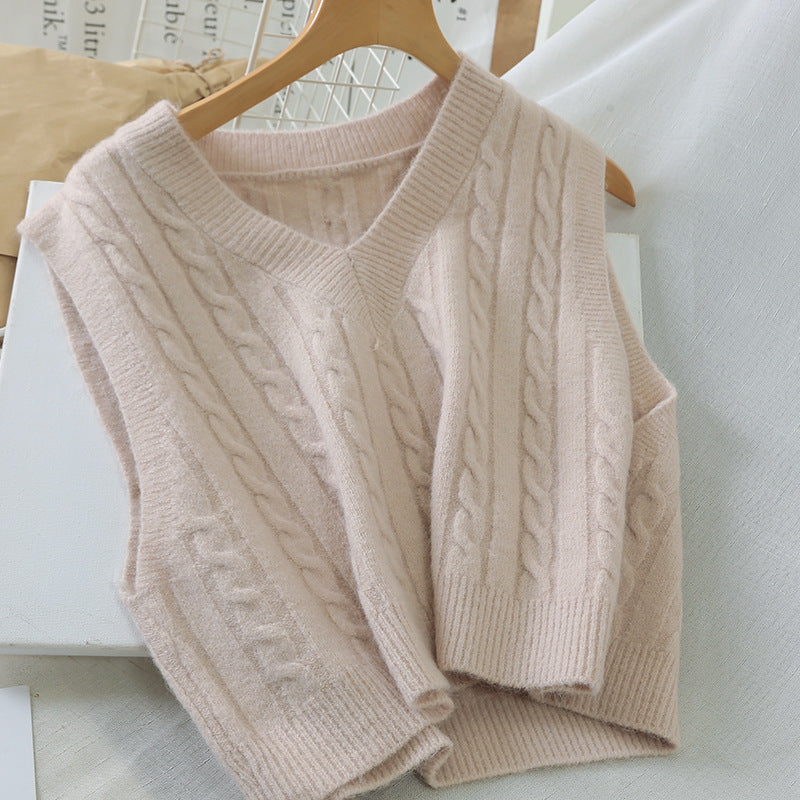 Short V Neck Knitted Sweater