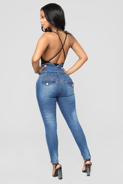 Ripped Hole High Waist Skinny Pencil Denim