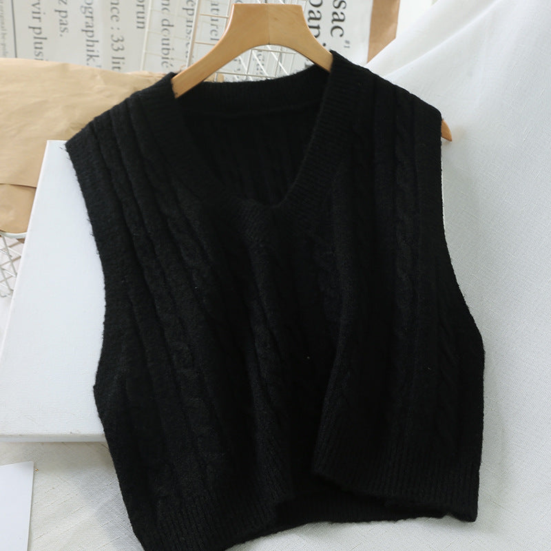 Short V Neck Knitted Sweater