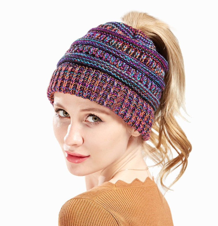 Mixed Color Knitted Wool Hat