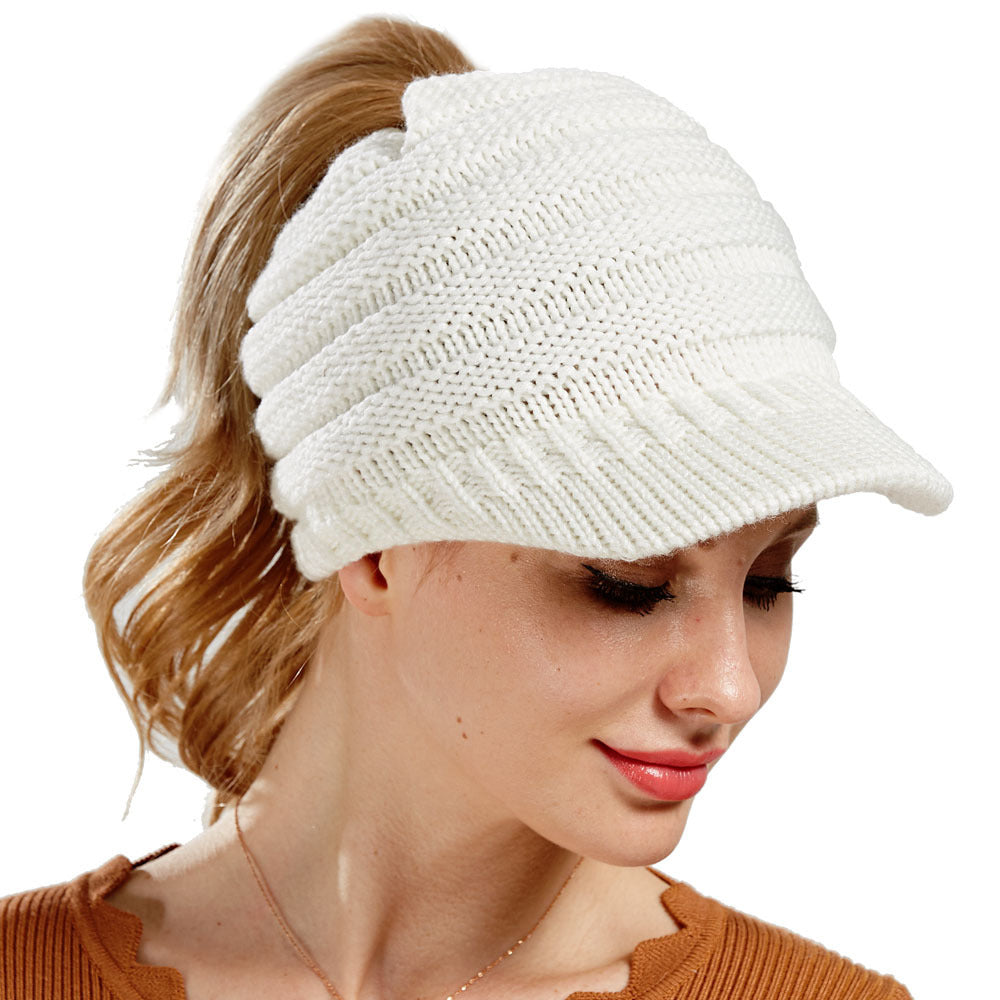 Women Ponytail Beanies Winter Hats