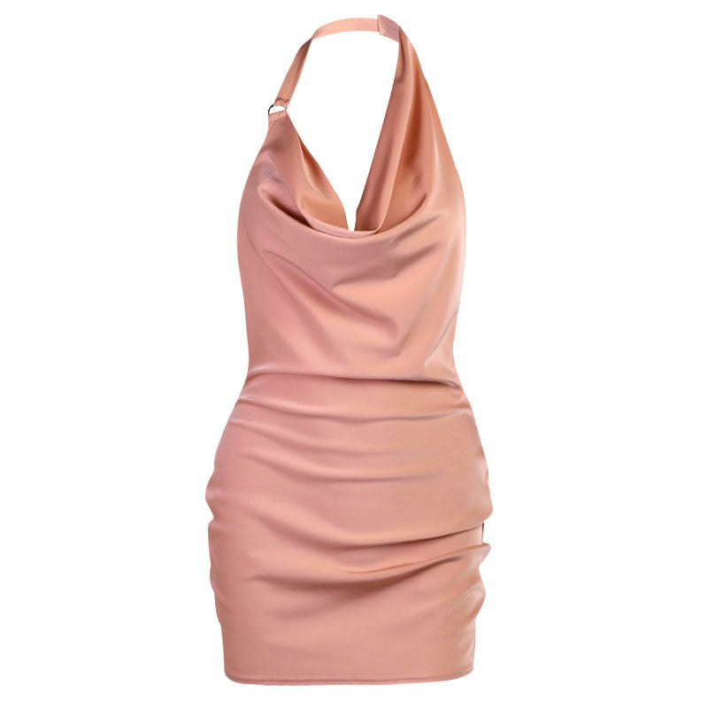 Satin Party Dress V Neck Party Dress