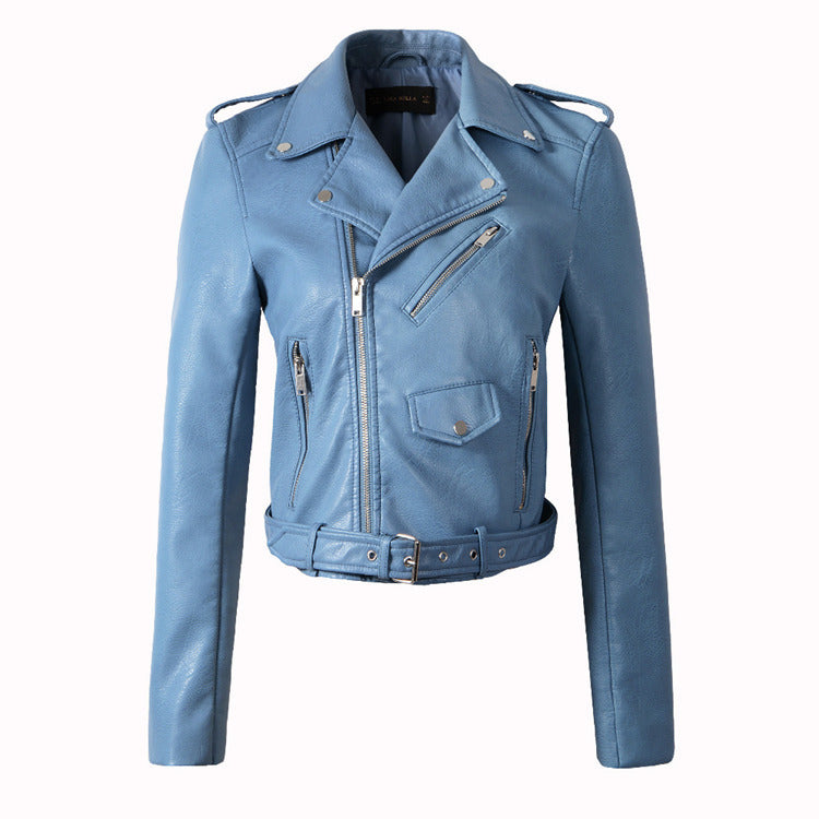 Korean Style Slim Motorcycle Leather Jacket