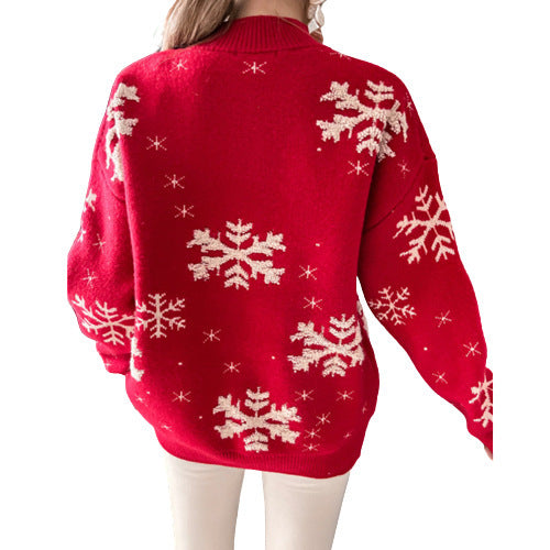 Christmas Sweater Knitted Fluffy Long Sleeves Pullovers Tops