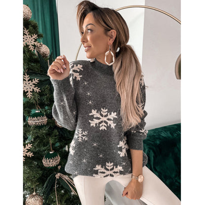 Christmas Sweater Knitted Fluffy Long Sleeves Pullovers Tops