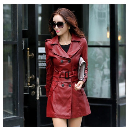 Slim-Fit Pu Leather Trench