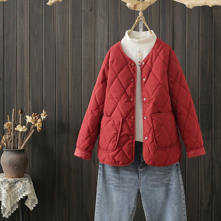 Rhombus Sewing Coat With Pockets