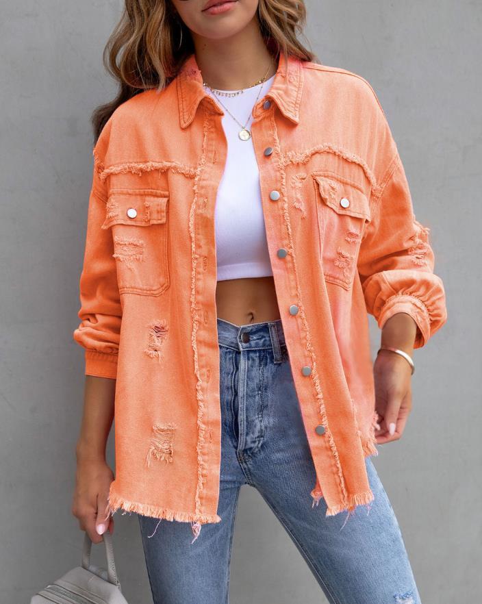 Frayed Lightweight Denim Jacket