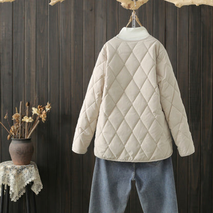 Rhombus Sewing Coat With Pockets