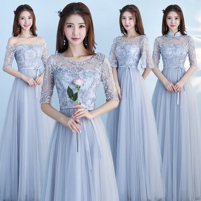 Long Bridesmaid Blue Wedding Dress