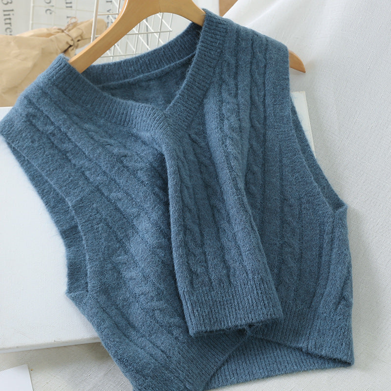 Short V Neck Knitted Sweater