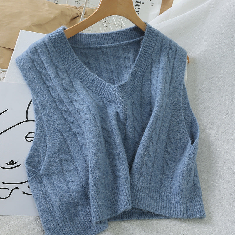 Short V Neck Knitted Sweater