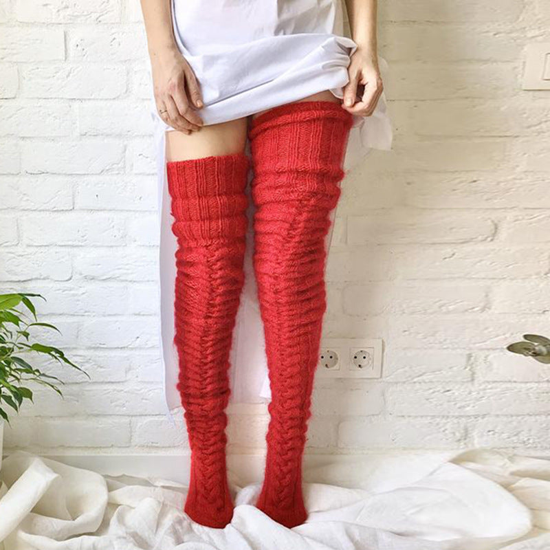 Over The Knee Lengthened Long Tube Knitted Pile Socks