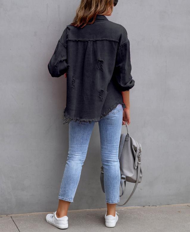 Frayed Lightweight Denim Jacket