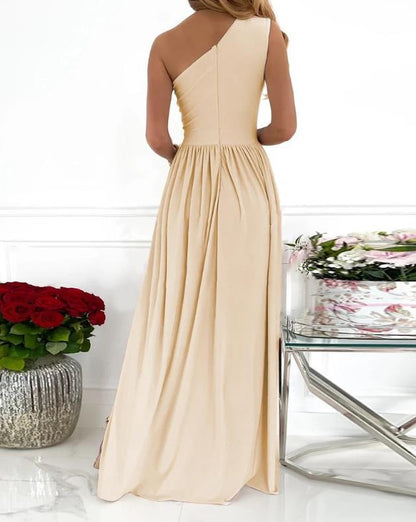 One Shoulder High Split Cutout Sleeveless Maxi Dress