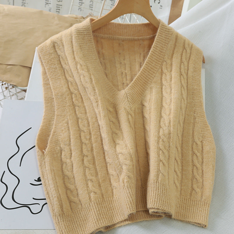 Short V Neck Knitted Sweater