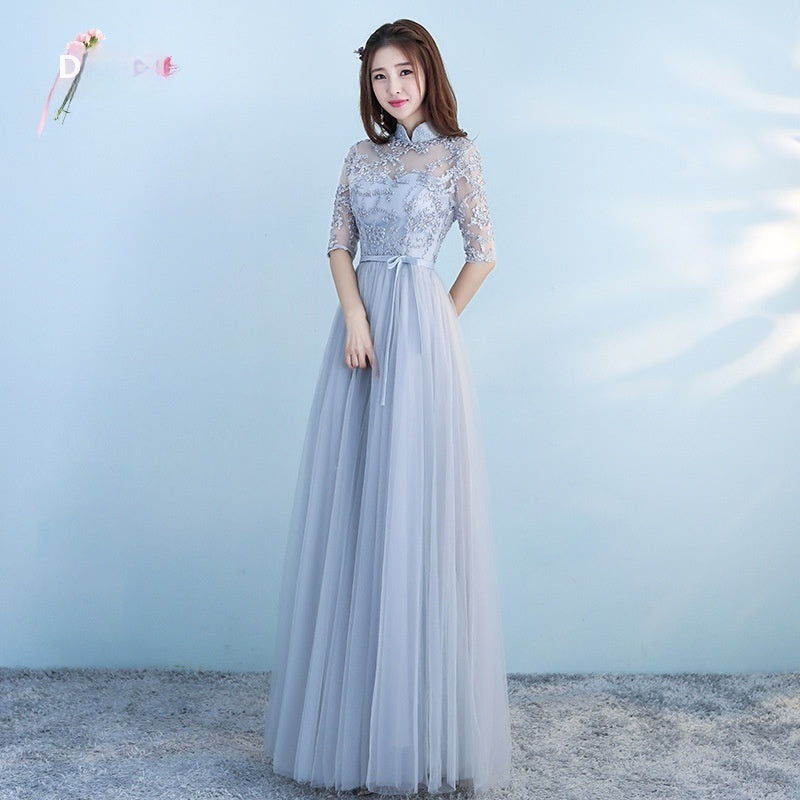 Long Bridesmaid Blue Wedding Dress