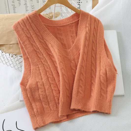 Short V Neck Knitted Sweater