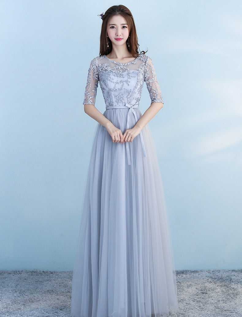 Long Bridesmaid Blue Wedding Dress