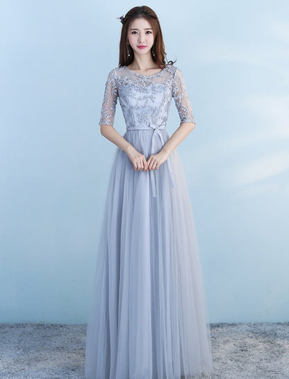 Long Bridesmaid Blue Wedding Dress