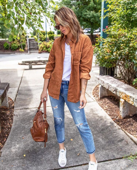 Shirt Jacket Corduroy Top