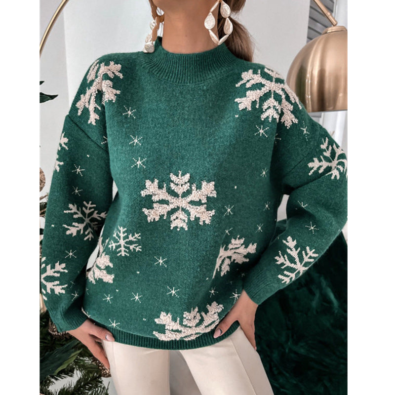 Christmas Sweater Knitted Fluffy Long Sleeves Pullovers Tops