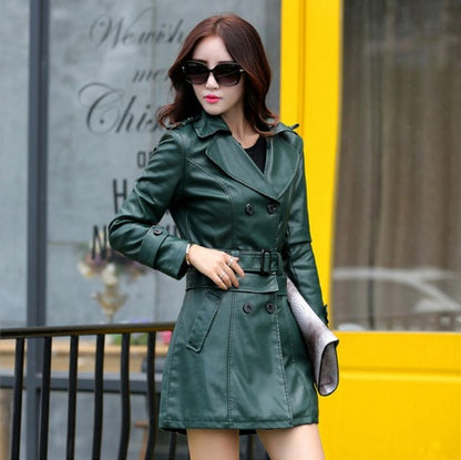 Slim-Fit Pu Leather Trench