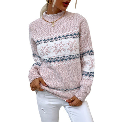 Half Turtleneck Snowflake Sweater