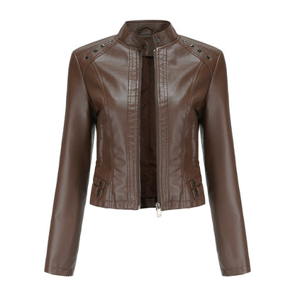 Long Sleeves Studded Leather Short Jacket