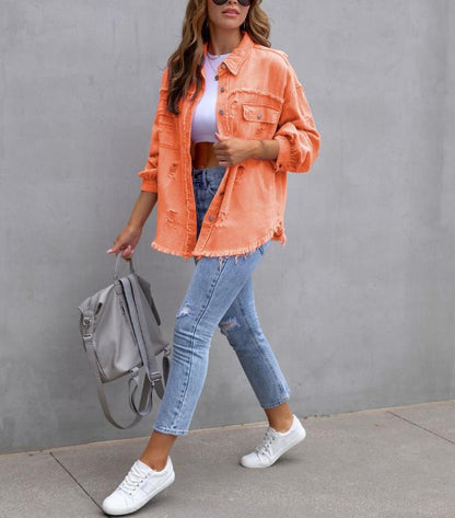 Frayed Lightweight Denim Jacket