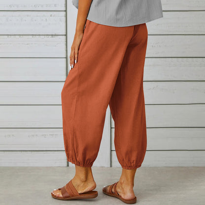 Drawstring Tie Pants With Pockets