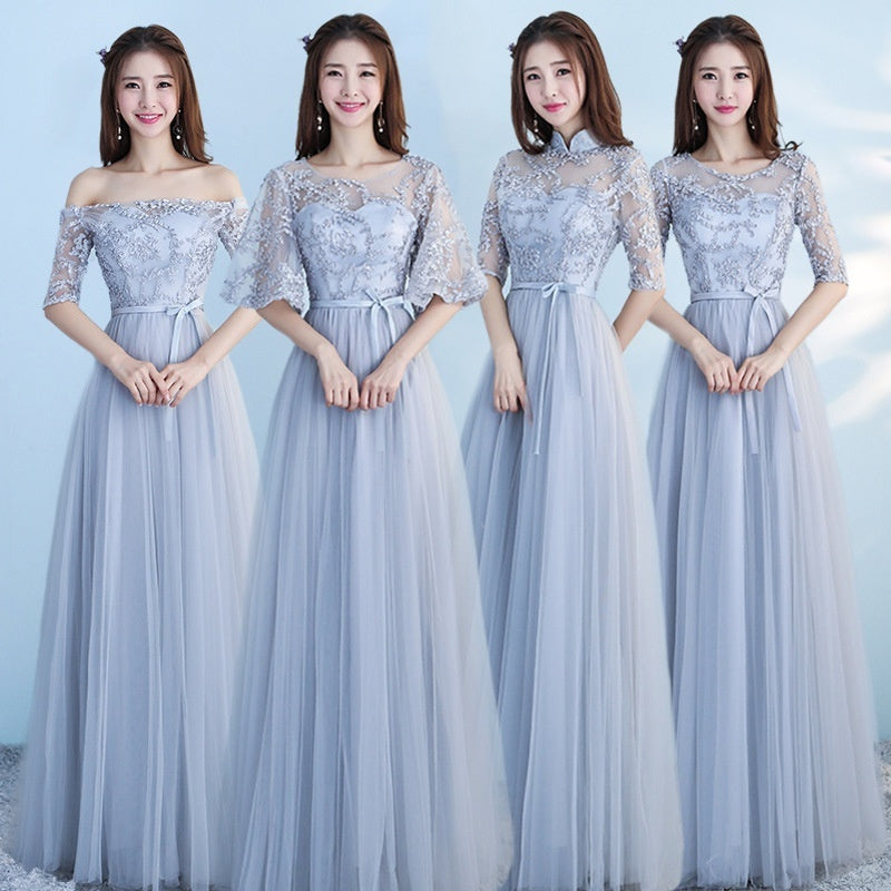 Long Bridesmaid Blue Wedding Dress