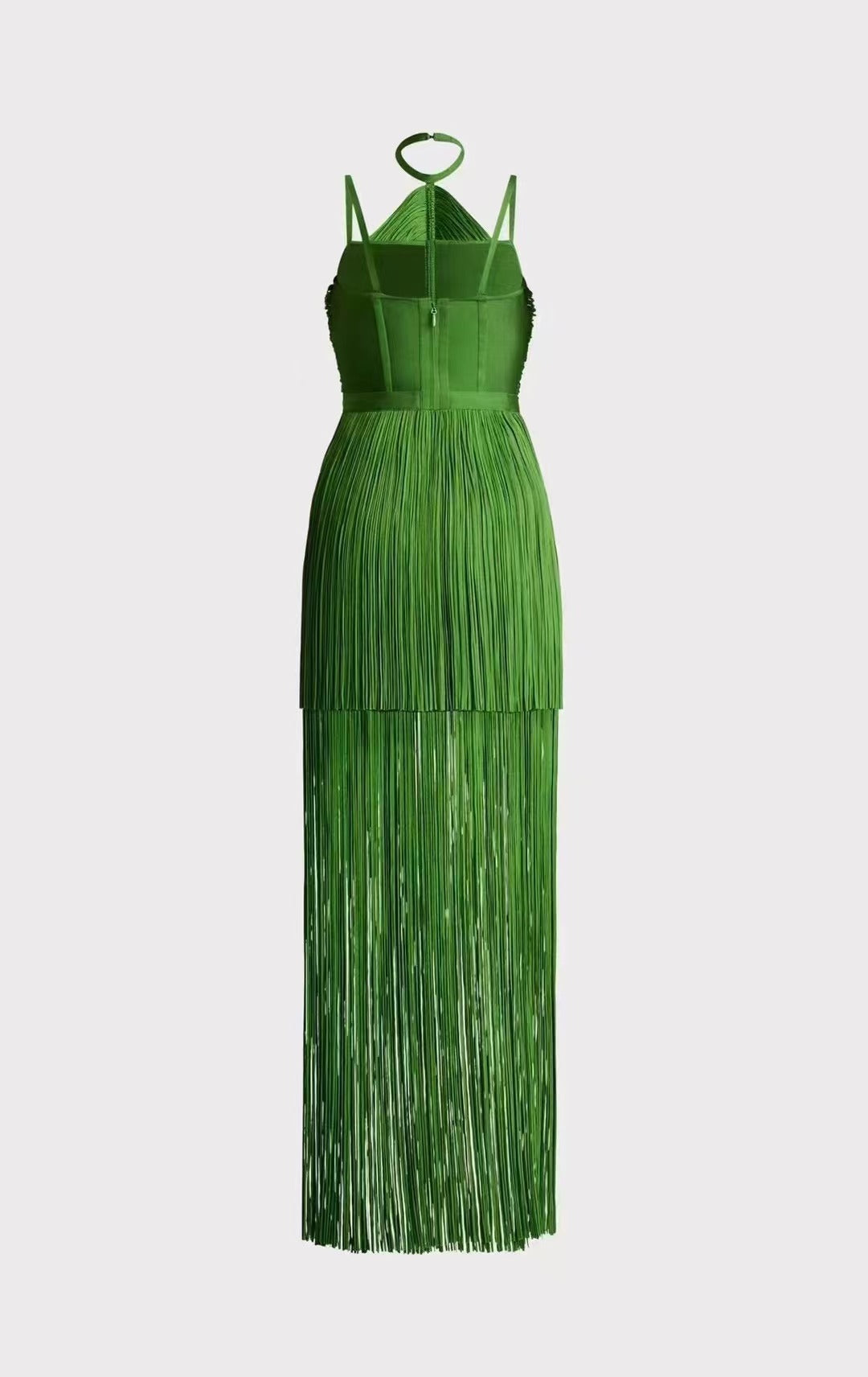 Green Halter Spaghetti Straps Dress