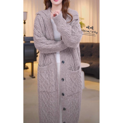 High Collar Thickened Twist Sweater Coat