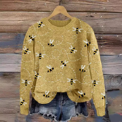 Round-Neck Pullover Creative Printing Sweater