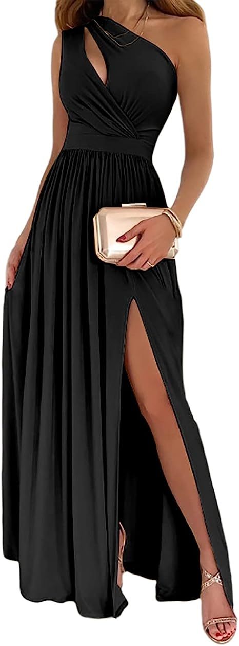 One Shoulder High Split Cutout Sleeveless Maxi Dress