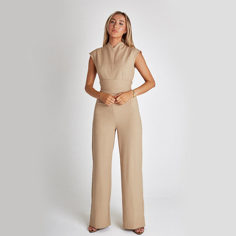 Long Sleeveless Jumpsuit V-Neck