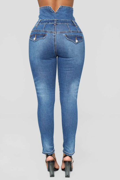 Ripped Hole High Waist Skinny Pencil Denim