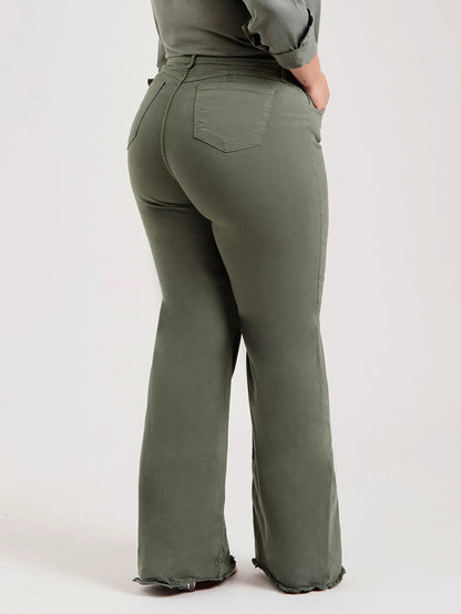 Slim Fit Stretch Frayed Flared Pants