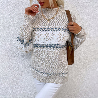 Half Turtleneck Snowflake Sweater