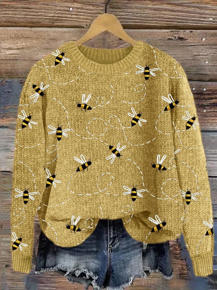 Round-Neck Pullover Creative Printing Sweater