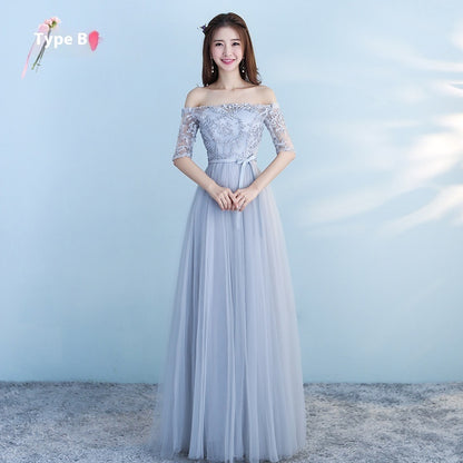 Long Bridesmaid Blue Wedding Dress