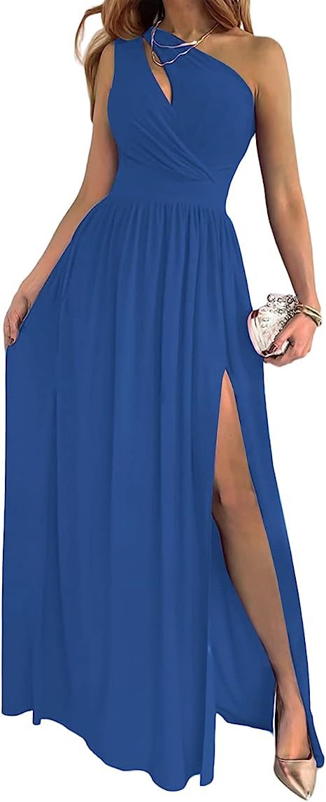 One Shoulder High Split Cutout Sleeveless Maxi Dress