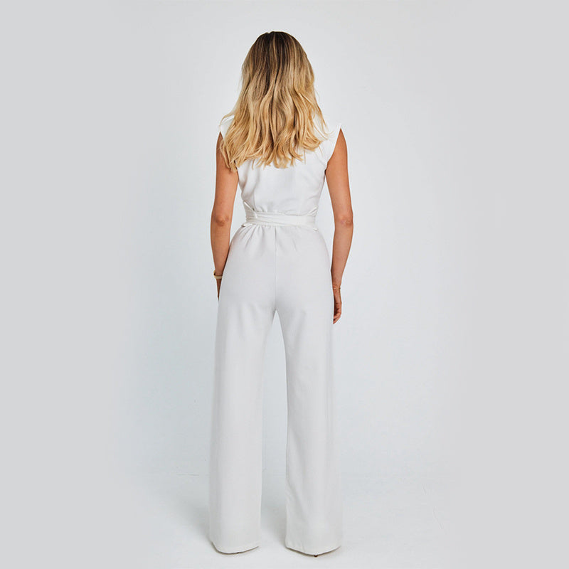 Long Sleeveless Jumpsuit V-Neck