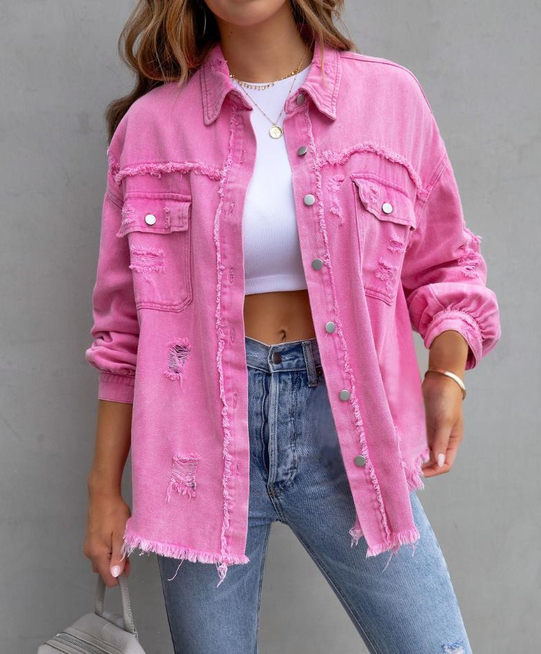 Frayed Lightweight Denim Jacket