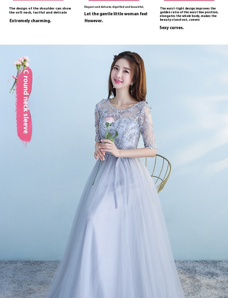 Long Bridesmaid Blue Wedding Dress